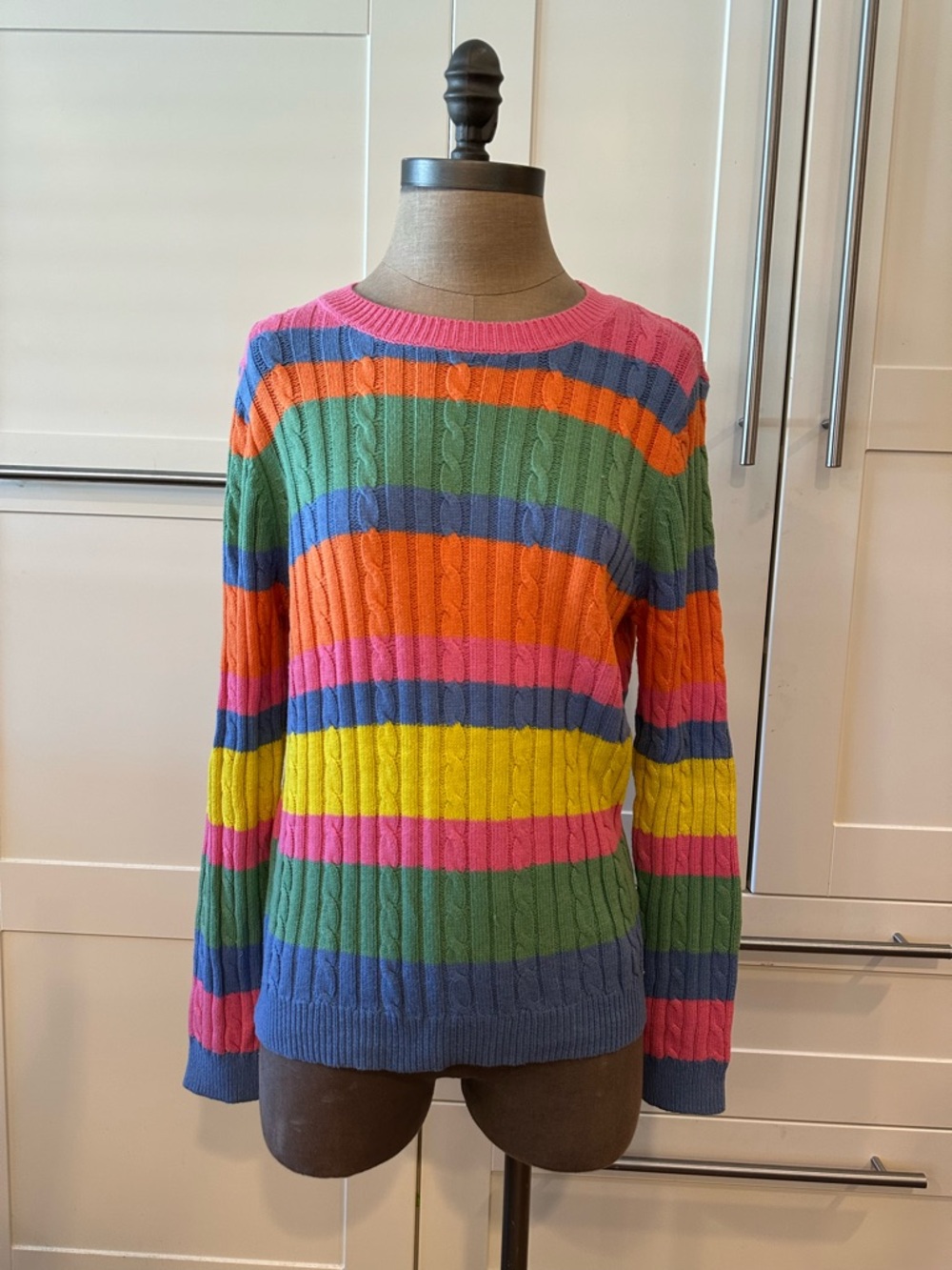 St. John's Bay Bright Multi-Stripe Cable Crew Sweater